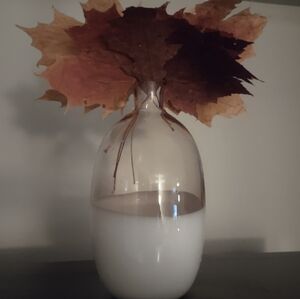 Rose and White Vase, Hand Made Glass